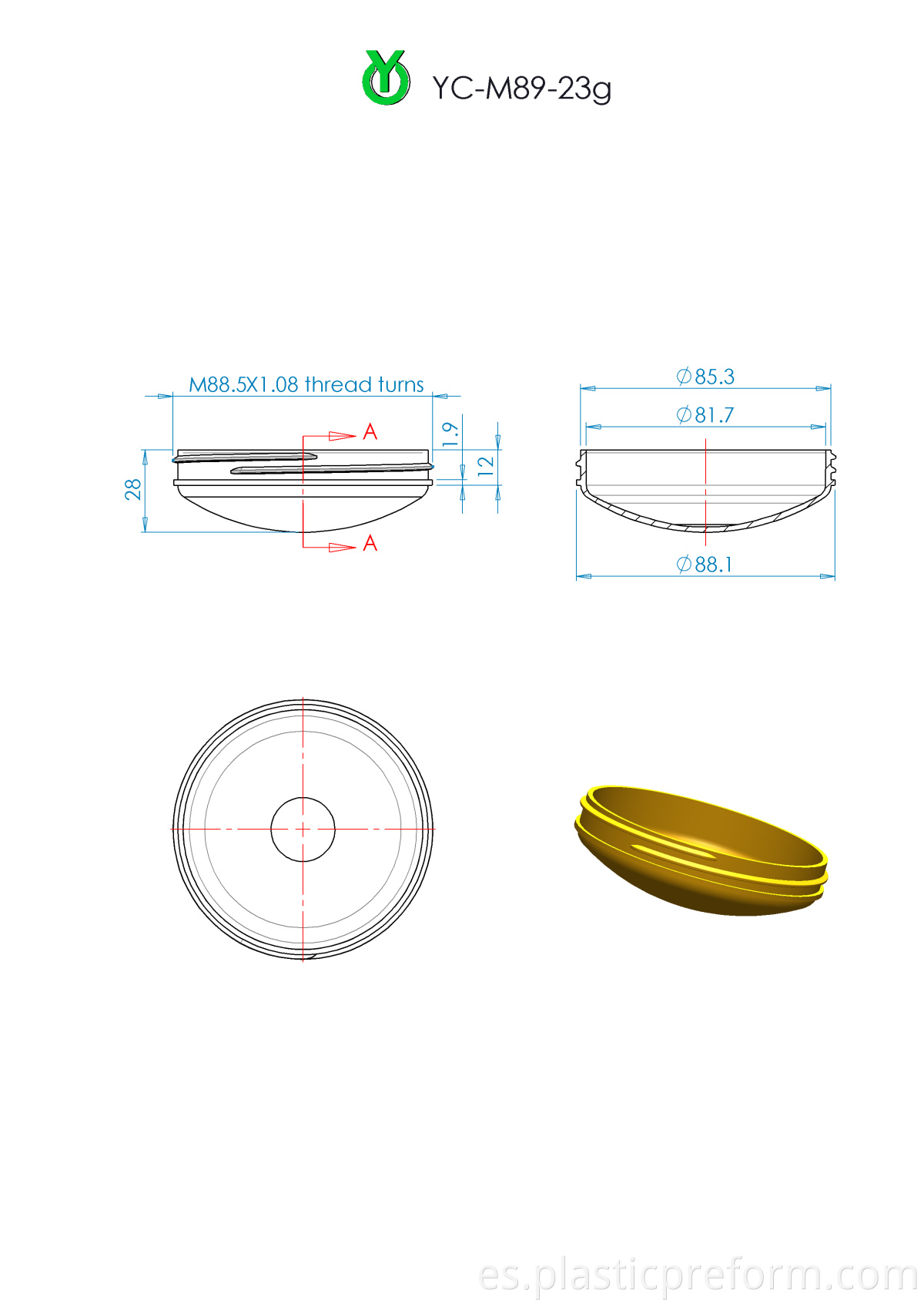 89mm neck 23g wide mouth PET preform